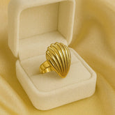 Gold Plated Stainless Steel Ring-03 (Seashell)